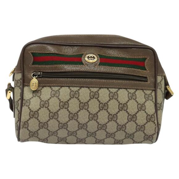 GUCCI GG Supreme Web Sherry Line Bag Pvc Beige Gold 001 115 001 115 - Picture 2 of 16